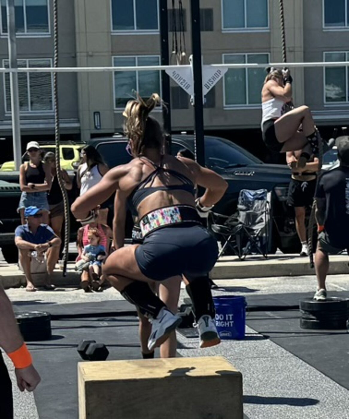Box jump during a CrossFit competition