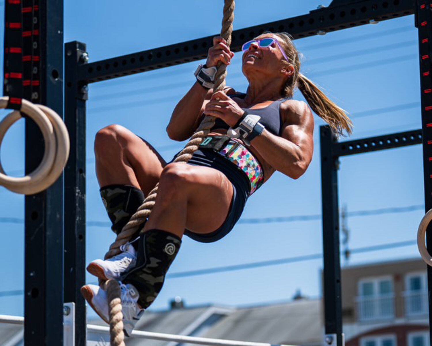 Rope climb during a CrossFit competition